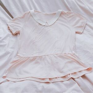 Kawaii J-fashion Pink Peplum Blouse with White Collar